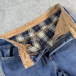 Duluth Trading Flannel Lined Jeans Mens 34x32 Workwear Pants Plaid Thick